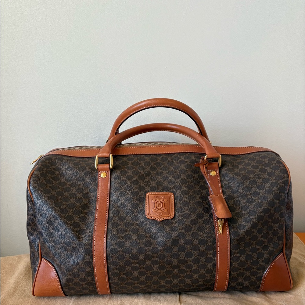 Celine Brown and Black Macadam Travel Bag